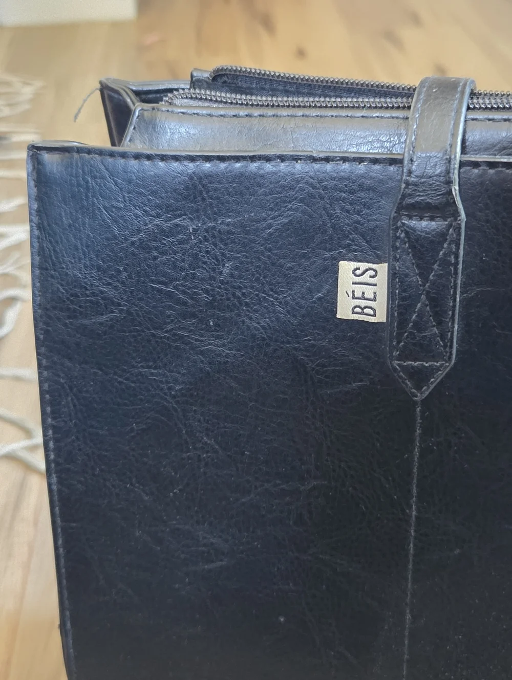 Beis Black Leather Tote Bag - Designer-Inspired Women's Shoulder Bag - Picture 13 of 13